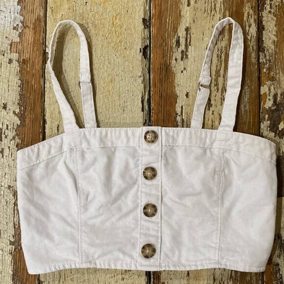 Abercrombie & Fitch Tank Women’s White Cropped Button Top Size M - Picture 1 of 5